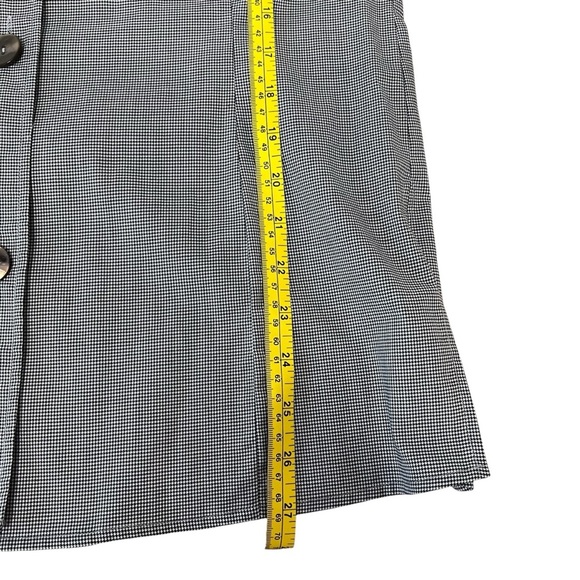 Ming Wang Check Stretch Cotton Poplin Ruffle Stand Collar Button Front Blouse XS - Picture 12 of 15